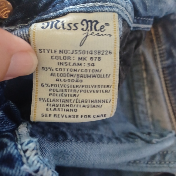 Miss Me Boot Cut Denim Blue Jeans Rhinestones Bedazzled Stitched Women's Size 27 - Picture 3 of 4